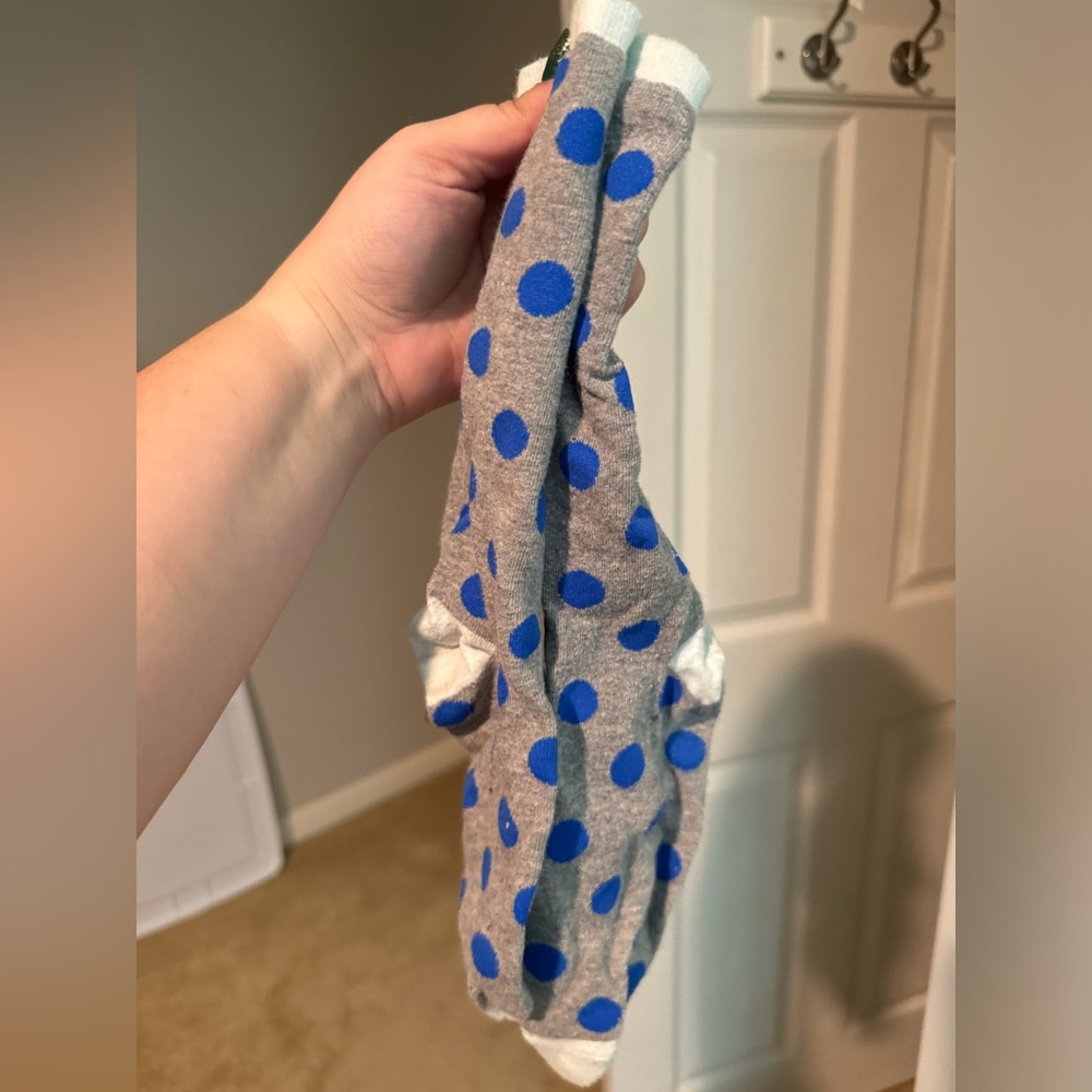 Long Gray w/ Blue Polka Dot Socks